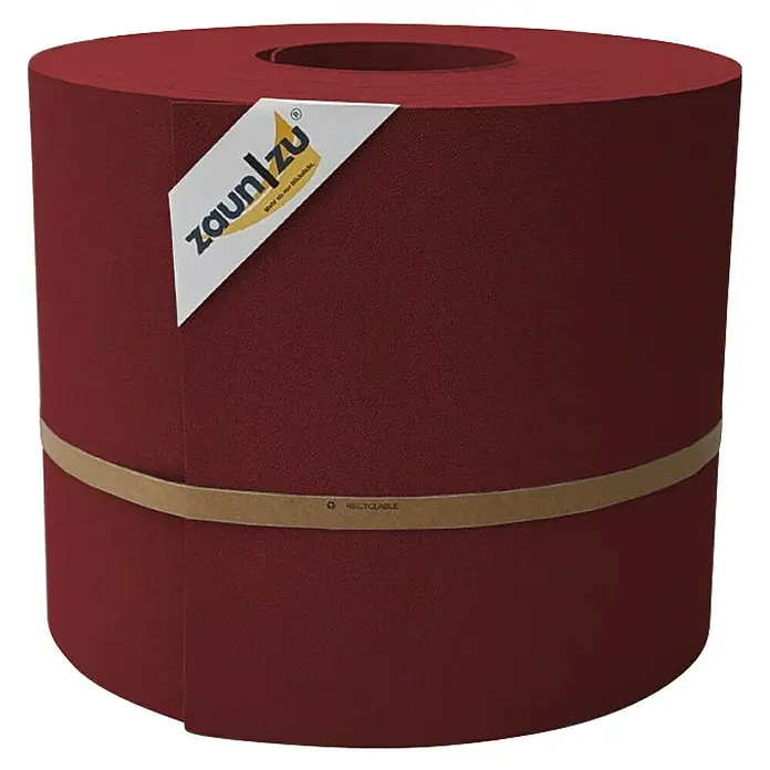 zaun|zu Sichtschutzstreifen Premium Maxi - L x B x H: 50 m x 24 cm x 0,1 cm, Bordeauxrot - Rolle Zaunfolie in Burgunderrot mit Herstelleretikett und recyclebarem Umreifungsband. Ideal für den Sichtschutz im Garten.