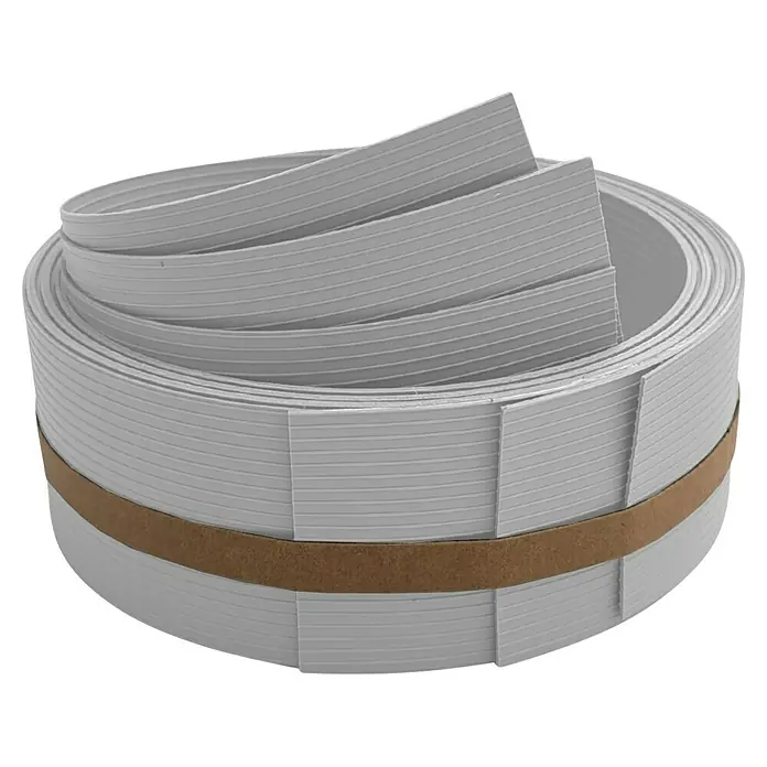 zaun|zu Sichtschutzstreifen Rille Drittel Set - 2,55 m x 6,3 cm x 0,1 cm, Lichtgrau - Rollenweise graue Kantenanleimer für Möbel, ideal für professionelle Anwendungen.