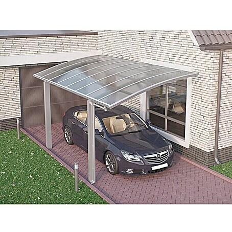 Ximax Carport Portoforte 60 (Außenmaß inkl. Dachüberstand (B x T): 2,7 x 4,95 m, Einzelcarport, Edelstahloptik, Schneelast: 75 kg/m²)