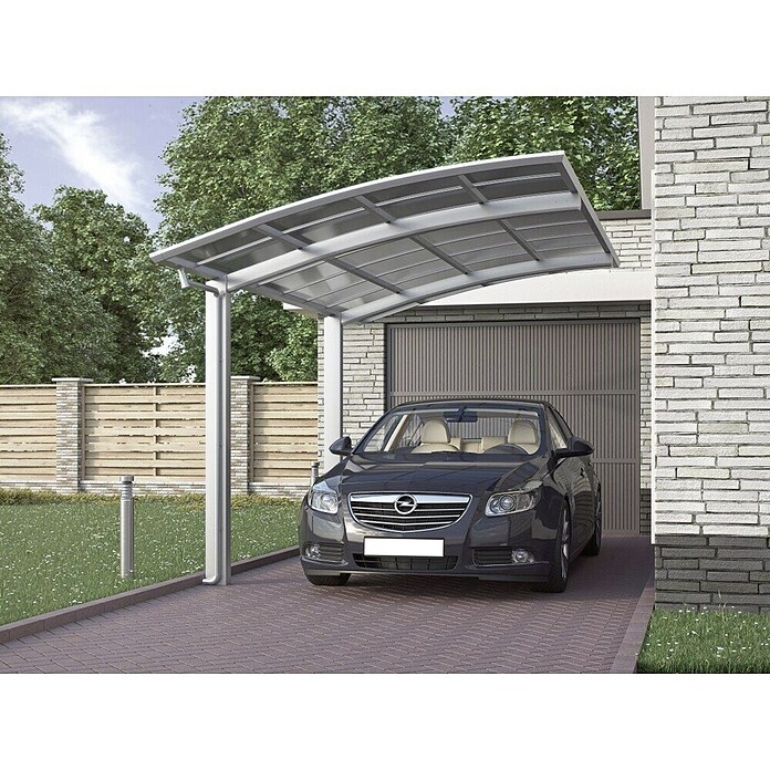 Ximax Carport Portoforte 80 (4,9 x 2,7 m, Einfahrtshöhe: Max. 2,2 m, Edelstahloptik, Schneelast: 100 kg/m²)