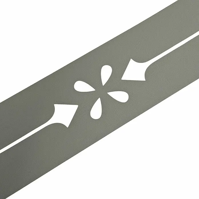 zaun|zu Sichtschutzstreifen Premium Verona - 2,55 m x 19 cm x 0,1 cm, Steingrau - Grauer Zierstreifen mit weißem Blumen- und Pfeilmuster. Ideal für die Individualisierung von Fahrzeugen oder Möbeln mit stilvollen Akzenten.
