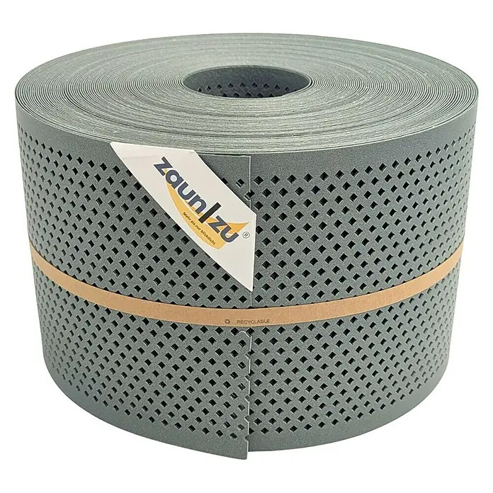 zaun|zu Sichtschutzstreifen Polyal Eco Gelocht Diamant - 50 m x 19 cm x 0,1 cm, Salbei - Rollzaun mit Perforationen und Band, ideal für den Garten. Blickdicht und recyclebar.