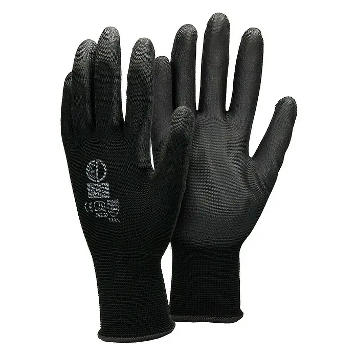 ECD Germany Arbeitshandschuhe Mechanikerhandschuhe Größe: XL atmungsaktiv & rutschfest - Schwarz, Polyester - Abgebildet sind schwarze Arbeits- bzw. Schutzhandschuhe, die für diverse Tätigkeiten geeignet sind.