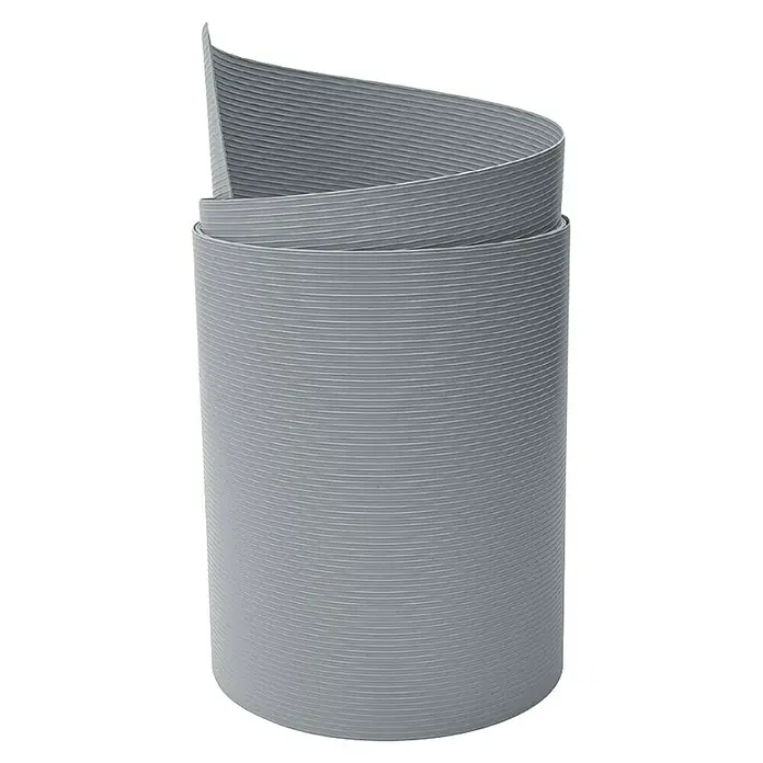 zaun|zu Sichtschutzstreifen Rille Maxi - 2,05 m x 24 cm x 0,12 cm, Fenstergrau - Ein grauer, flexibler Abluftschlauch mit Rillen, ideal für Dunstabzugshauben und Klimaanlagen, sorgt für effiziente Luftableitung im Haus.
