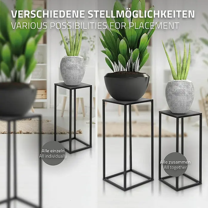ML-Design Pflanztopf Blumentopfständer Schwarz Wetterfeste und robuste Blumentopfhalter - Metall, Schwarz - Verschiedene Aufstellmöglichkeiten für Pflanzensäulen aus Metall. Für den Innenbereich geeignet und vielseitig einsetzbar.
