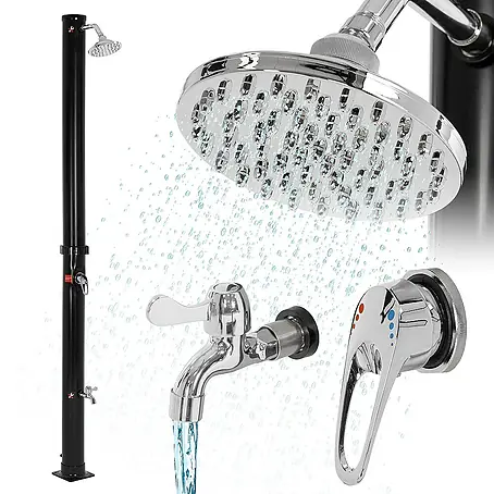 ML-Design  Solardusche 20L Rund mit Fußdusche und Regenduschkopf warmes Wasser