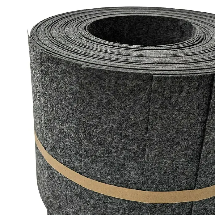 zaun|zu Sichtschutzstreifen Design Anthrazit - 2,55 m x 19 cm x 0,2 cm, Anthrazit, 10 Stk. - Rolle aus grauem Filz mit einem braunen Band umwickelt, ideal für Bastelarbeiten und Heimwerkerprojekte. Das Material ist dicht und von hoher Qualität.