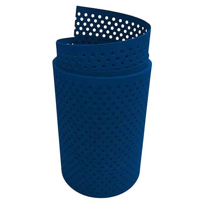 zaun|zu Sichtschutzstreifen Premium Gelocht 15% - 2,55 m x 19 cm x 0,1 cm, Enzianblau - Abbildung eines blauen, perforierten Teigrings. Ideal zum Backen von Tortenböden, da die Hitze optimal verteilt wird.