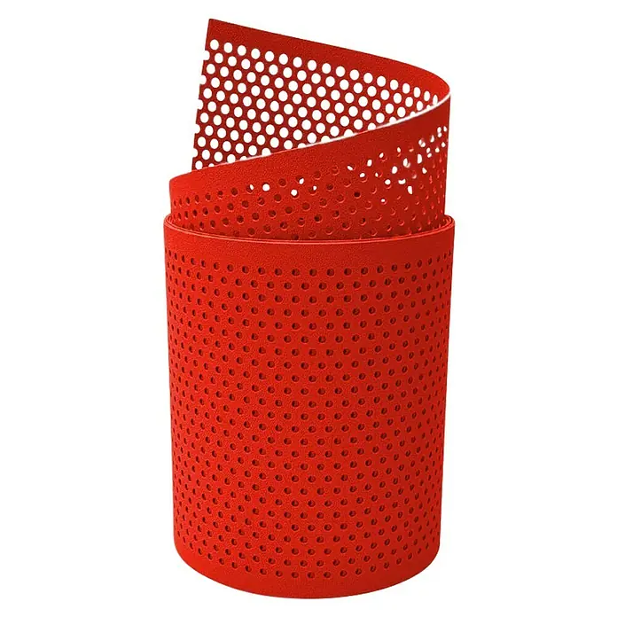 zaun|zu Sichtschutzstreifen Premium Gelocht 20% - 2,55 m x 19 cm x 0,1 cm, Rot - Roter perforierter Griffband für Sportgeräte. Ideal für Tennisschläger und Fahrräder, bietet Komfort und sicheren Halt durch seine perforierte Oberfläche.