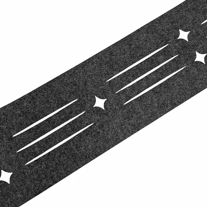 zaun|zu Sichtschutzstreifen Design Starline - 2,6 m x 19 cm x 0,2 cm, Anthrazit - Dunkelgrauer Tischläufer mit weißen Sternen und Streifenmuster für festliche Anlässe. Ideal für eine stilvolle Tischdekoration.