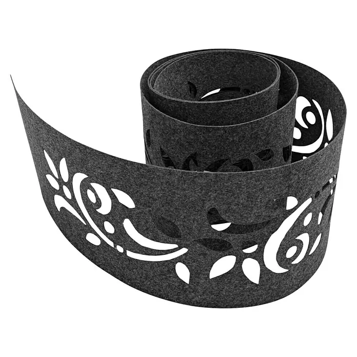 zaun|zu Sichtschutzstreifen Design Floral Variante 1 - 2,6 m x 19 cm x 0,2 cm, Anthrazit - Dekorative graue Filzbandrolle mit floralen Ausschnitten, ideal für Bastelprojekte und Heimdekorationen, die eine elegante Note verleihen.