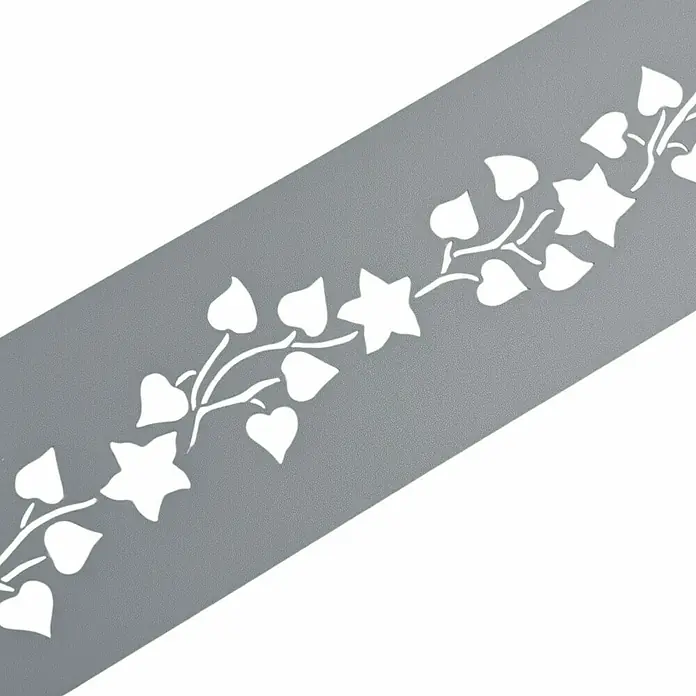 zaun|zu Sichtschutzstreifen Premium - 19 x 0,1 cm, Fenstergrau, Florales Design - Grauer Schrankstreifen mit weißem Efeu-Design, ideal für die elegante Verzierung von Möbeln und Wohnaccessoires.