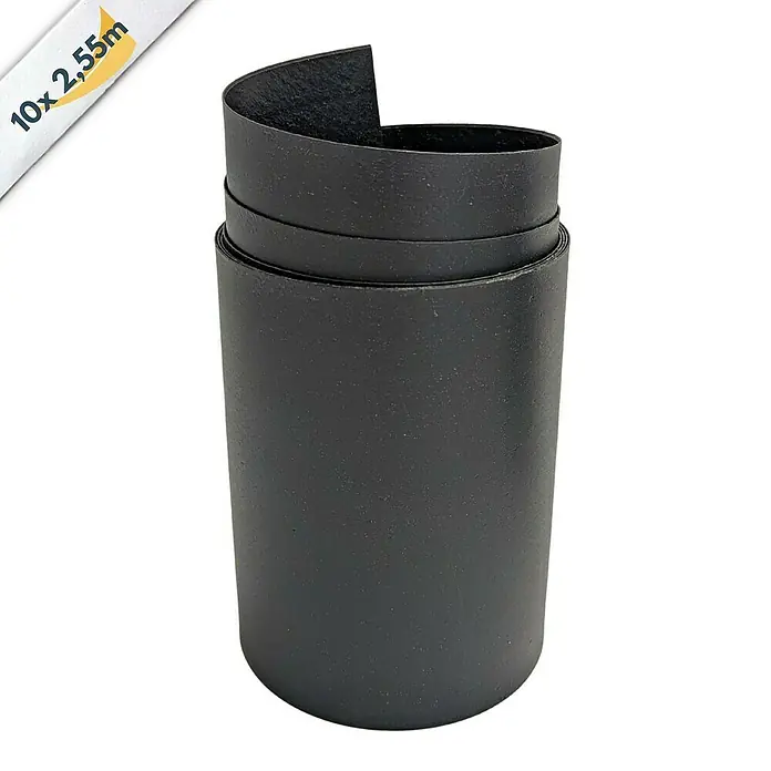 zaun|zu Sichtschutzstreifen Eco - 2,55 m x 19 cm x 0,1 cm, Schwarz, 10 Stk. - Eine Rolle schwarzes Gummiband, 10 Stück à 2,55 m. Ideal für Bastelarbeiten, Handwerk und Reparaturen. Vielseitig einsetzbar.