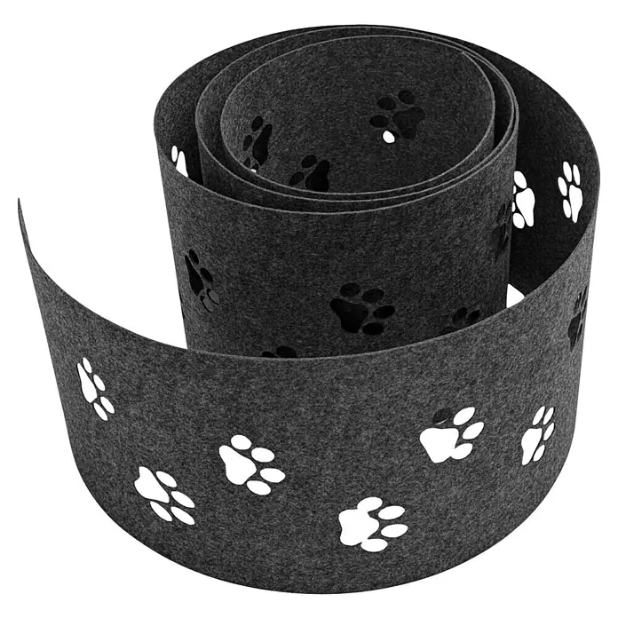 zaun|zu Sichtschutzstreifen Dekor Tapsi - 2,6 m x 19 cm x 0,2 cm, Anthrazit - Grauer Filzschutz für Möbel mit Pfotenabdruck-Design. Ideal, um Kratzer von Haustieren zu verhindern und stilvoll zu dekorieren.