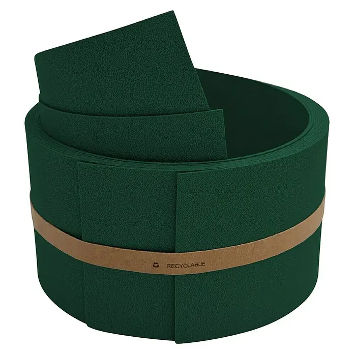 zaun|zu Sichtschutzstreifen Premium 1/2 Set Einzel - 2,55 m x 9,5 cm x 0,1 cm, Grün - Grün Bordüre Rolle, mit einem braunen "Recyclebar" Etikett. Ideal für Garten und Landschaft, umweltfreundlich und wiederverwertbar.