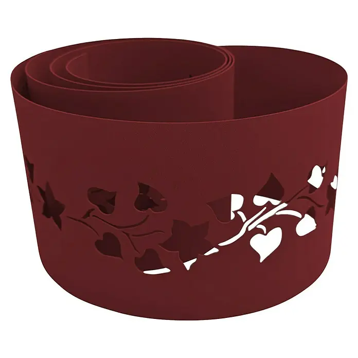 zaun|zu Sichtschutzstreifen Premium - 19 x 0,1 cm, Bordeaux, Florales Design - Rotes Pflanzgefäß mit ausgeschnittenen Pflanzenmotiven, das eine dekorative Note für jeden Garten oder Innenraum bietet. Ideal für Pflanzenliebhaber.