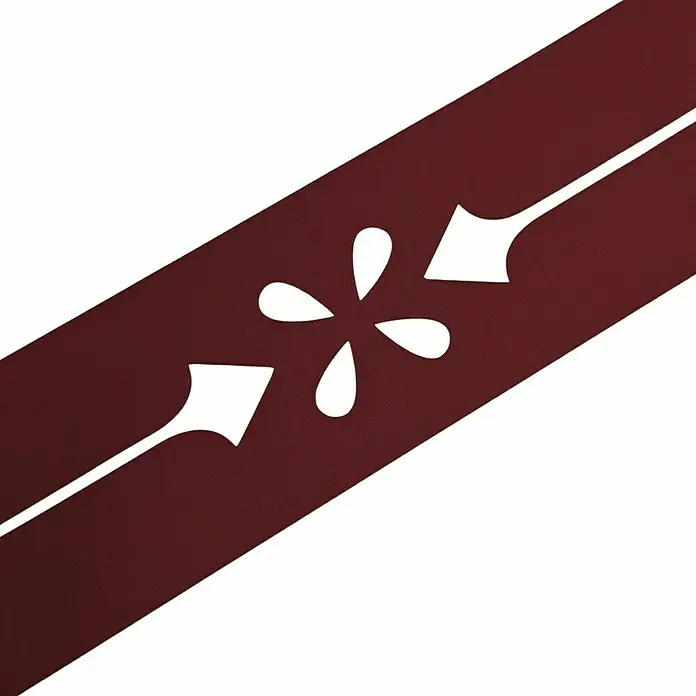 zaun|zu Sichtschutzstreifen Premium Verona - 2,55 m x 19 cm x 0,1 cm, Bordeauxrot - Elegantes burgunderrotes Band mit stilisiertem Blütenmuster, ideal für besondere Projekte.