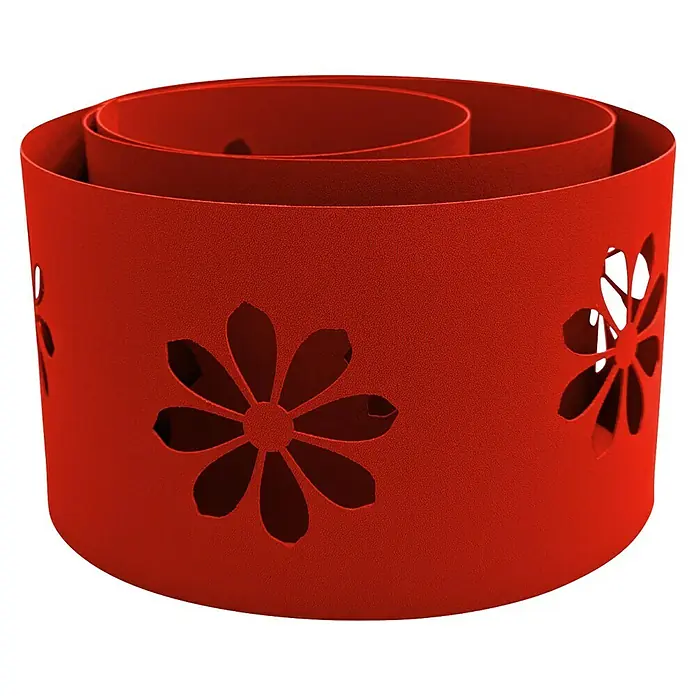 zaun|zu Sichtschutzstreifen Premium - 19 x 0,1 cm, Rot, Sonnenblumen- Design - Roter gewalzter Stahl Pflanzer mit ausgeschnittenen Blumenmustern für eine einzigartige und stilvolle Note in Ihrem Garten.