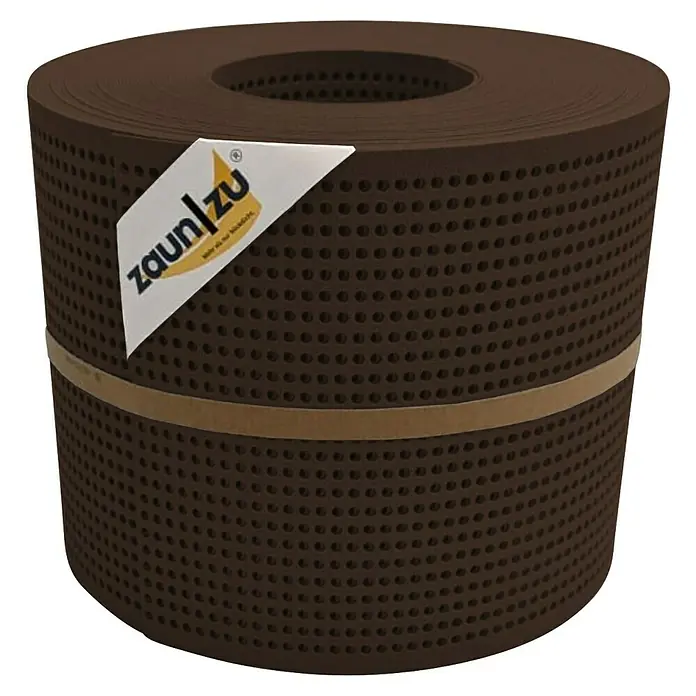 zaun|zu Sichtschutzstreifen Premium Gelocht - 26 m x 19 cm x 0,1 cm, Braun - Zaunfolie auf Rolle von ZaunZu, blickdicht und ideal für den Gartenzaun. Die Folie ist robust und einfach anzubringen, bietet Sichtschutz und ist UV-beständig.
