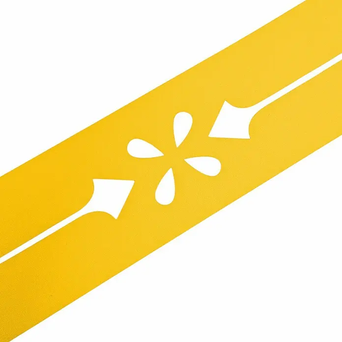 zaun|zu Sichtschutzstreifen Premium Verona - 2,55 m x 19 cm x 0,1 cm, Gelb - Gelber Banner mit weißem Muster, ideal für Dekorationen und feierliche Anlässe. Das filigrane Design verleiht jedem Raum eine elegante Note.