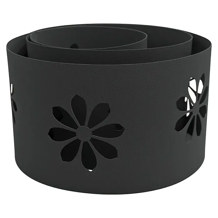 zaun|zu Sichtschutzstreifen Premium - 19 x 0,1 cm, Anthrazit, Sonnenblumen- Design - Dekorativer schwarzer Pflanztopf mit Blumenmuster. Dieser stilvolle Topf ist ideal, um Ihren Pflanzen einen Hauch von Eleganz zu verleihen.