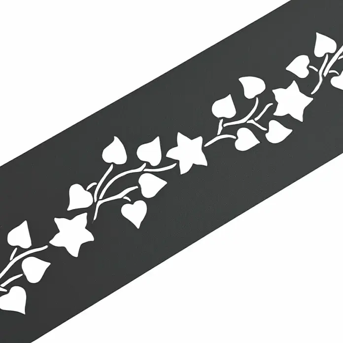 zaun|zu Sichtschutzstreifen Premium - 19 x 0,1 cm, Anthrazit, Florales Design - Dekorative Bordüre mit weißem Efeu- und Sternmuster auf dunklem Untergrund. Ideal für Bastelarbeiten und Inneneinrichtung.
