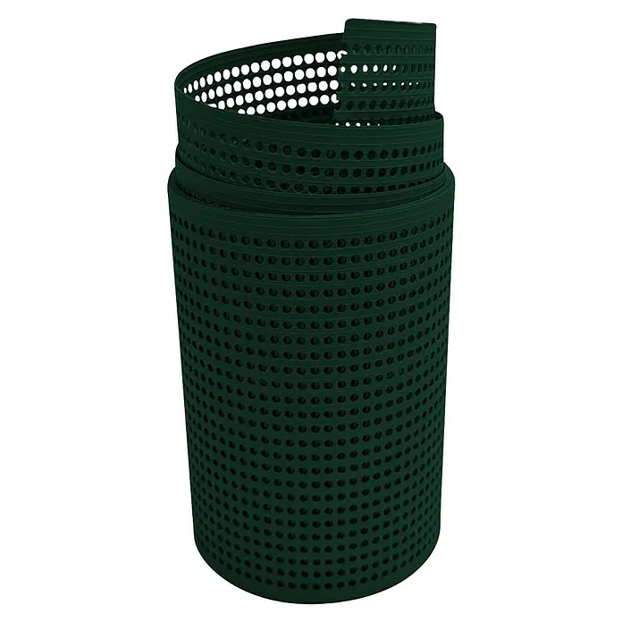 zaun|zu Sichtschutzstreifen Rille Gelocht 30% PP - 2,55 m x 19 cm x 0,1 cm, Grün - Aufgerollte, grüne Lochmatte. Die Matte ist aus flexiblem Material und weist gleichmäßig verteilte Löcher auf, ideal als Unterlage oder für Belüftung.