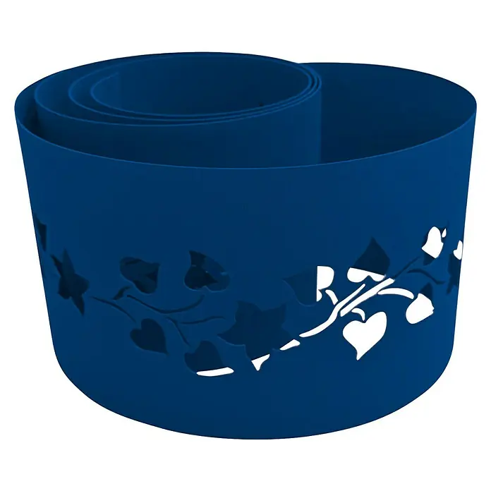 zaun|zu Sichtschutzstreifen Premium - 19 x 0,1 cm, Enzianblau, Florales Design - Blauer Pflanztopf mit Blattmuster. Stilvolles Design für Ihre Pflanzen, perfekt für Innen- und Außenbereiche.