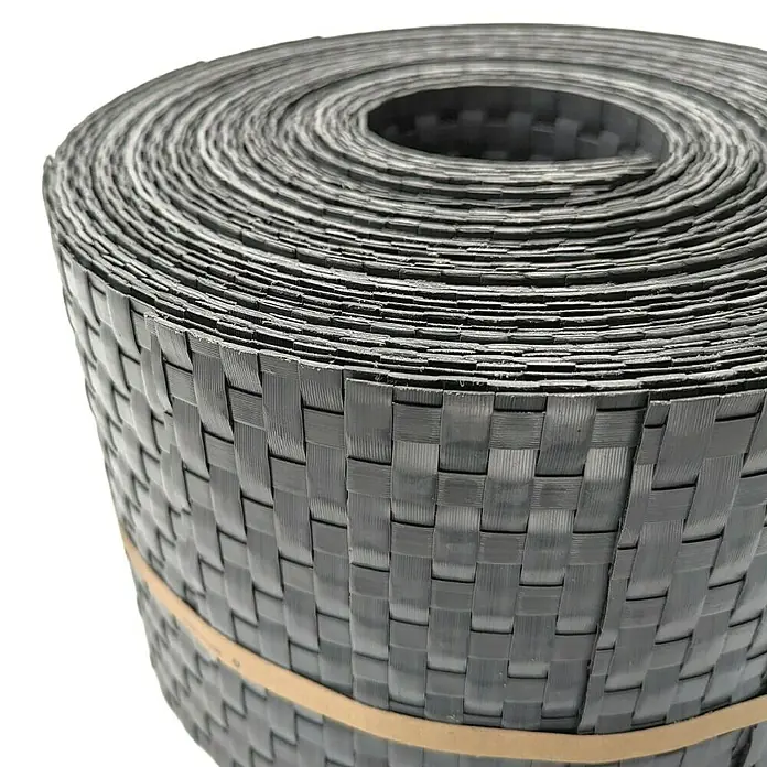 zaun|zu Sichtschutzstreifen Rattan 10 x Einzelstreifen - 25,5 m x 19 cm x 0,2 cm, Anthrazit - Rolle geflochtenes, schwarzes Kunststoffband. Ideal für Bastelarbeiten, Gartenprojekte und dekorative Zwecke.