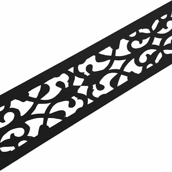 zaun|zu Sichtschutzstreifen Premium Oriental Design - 2,55 m x 19 cm x 0,1 cm, Tiefschwarz - Schwarzes, dekoratives Bordüren-Design mit filigranen, orientalisch anmutenden Mustern, ideal zur Verzierung von Oberflächen.