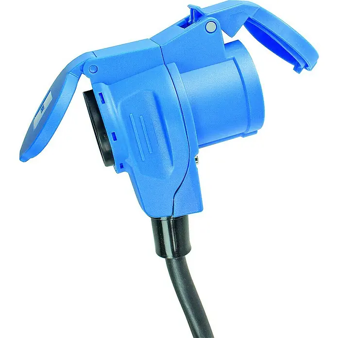 as-schwabe Verlängerungskabel H07RN-F 3G2,5 - 1,5 m, Schwarz, IP44, H07RN-F - Blauer Industriestecker mit Schutzklappe und schwarzem Kabel, robust und wetterfest für den Außenbereich.
