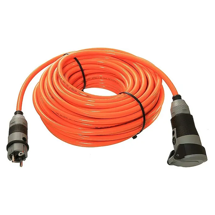 as-schwabe Verlängerungskabel H07BQ-F 3G2,5 - 50 m, Orange/Grau, IP44 - Orangefarbene Kabeltrommel mit Schutzkontaktstecker und -kupplung für den flexiblen Einsatz im Innen- und Außenbereich.