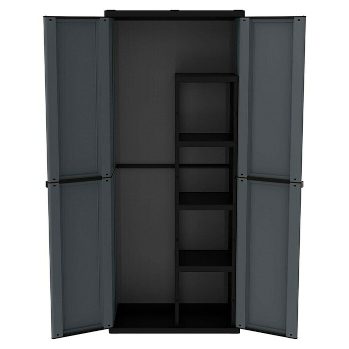 Terry J-Base Armario multiusos de plástico  (Escobero + bajo, Gris oscuro/Negro, 2 pzs.) | BAUHAUS