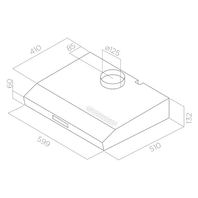 Turboair Campana integrable Vertice (Ancho: 60 cm, Potencia de aire máx.: 272 m³/h en modo de funcionamiento normal, Blanco)
