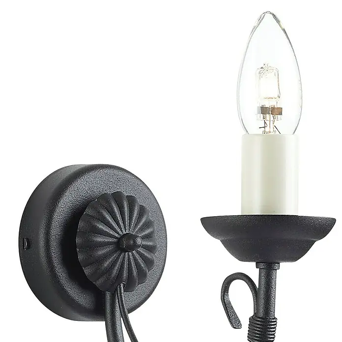 Elstead Wandleuchte Chartwell - 60 W, L x B x H: 21 x 9,2 x 10 cm, Schwarz, E14, Anzahl Leuchtmittel: 1 Stk. - Wandleuchte mit rustikalem Charme: Schwarze Wandhalterung mit dekorativer Rosette und klassischer Kerzenbirne für stimmungsvolles Licht.