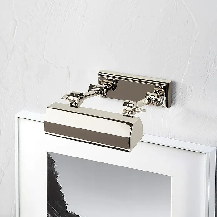 Elstead LED-Bilderleuchte Chawton - 40 W, L x B x H: 18,6 x 18,2 x 11,9 cm, Nickel - Wandmontierte Bilderleuchte mit verstellbarem Arm, ideal zur Akzentuierung von Kunstwerken und Fotos im Innenbereich.