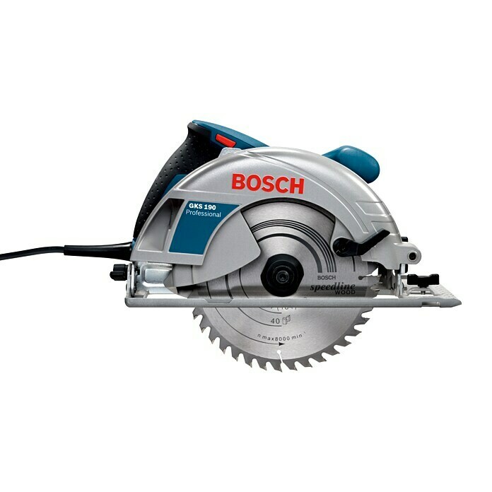 Bosch Professional Handkreissäge GKS 1901.400 W, Sägeblatt: Ø 190 mm, Leerlaufdrehzahl: 5.500 U/min Left Side View