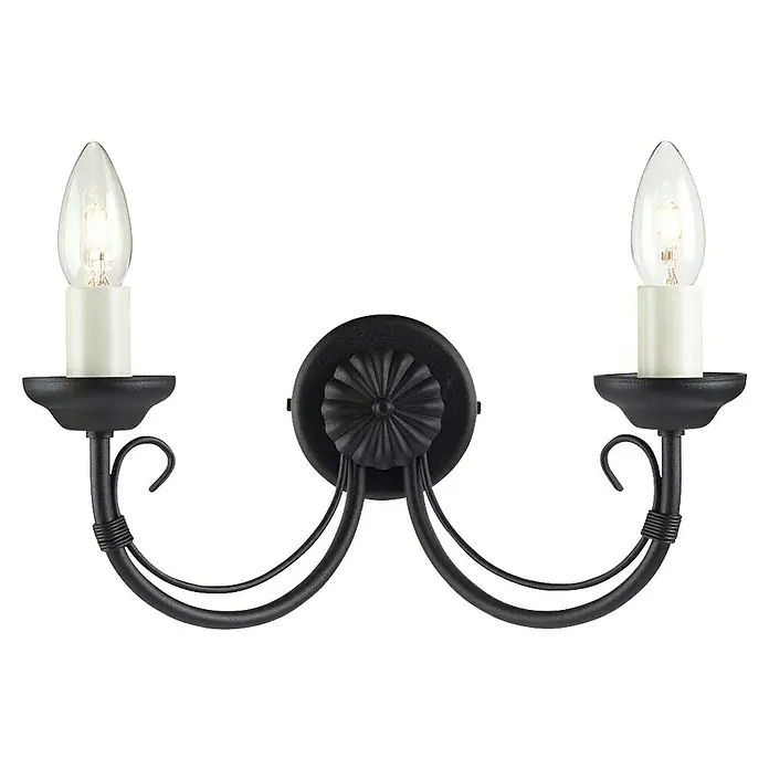 Elstead Wandleuchte Chartwell - 60 W, L x B x H: 13,5 x 34 x 10 cm, Schwarz, E14, Anzahl Leuchtmittel: 2 Stk. - Wandleuchte mit zwei Armen und Kerzenlampen für eine gemütliche Beleuchtung.
