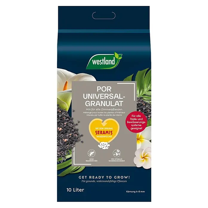 Westland Pflanzgranulat Por Universal - 10 l - Packung Westland Universal-Granulat für Zimmerpflanzen mit Seramis Wasserspeicher, 10 Liter.