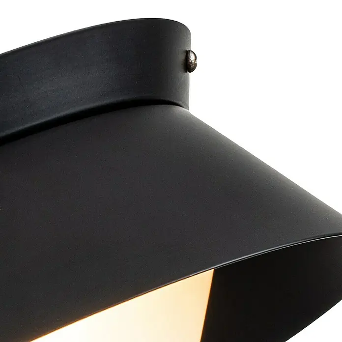 Elstead Deckenleuchte Bowtie - 40 W, L x B x H: 24,5 x 24,5 x 10,2 cm, Schwarz, E14 - Nahaufnahme einer modernen schwarzen Deckenleuchte, die warmes Licht ausstrahlt und durch ihr minimalistisches Design besticht.