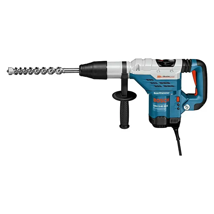 Bosch Professional Martillo perforador GBH 5-40 DCE - 1.150 W, 8,8 J, Alojamiento SDS-MAX - Imagen de un martillo perforador Bosch GBH 5-40 DCE con broca, una herramienta robusta para aplicaciones profesionales.