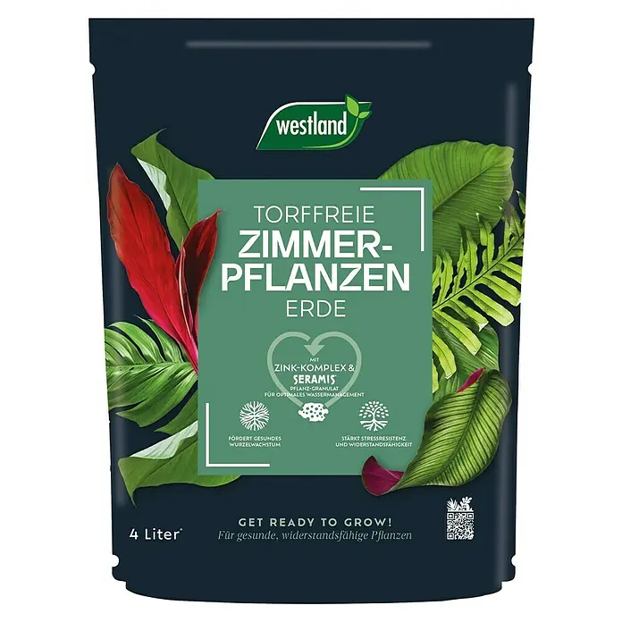 Westland Zimmerpflanzenerde - 4 l, Torffrei - Westland Torffreie Zimmerpflanzenerde, 4 Liter. Ideal für gesundes Wurzelwachstum und widerstandsfähige Zimmerpflanzen dank Zink-Komplex & Seramis.