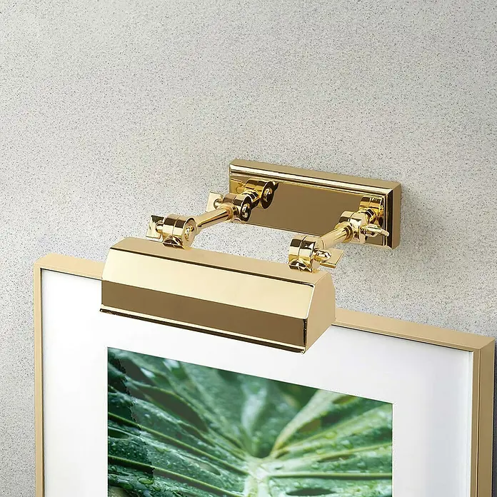 Elstead LED-Bilderleuchte Chawton - 40 W, L x B x H: 18,6 x 18,2 x 11,9 cm, Messing - Elegante goldene Bilderleuchte zur stilvollen Beleuchtung von Kunstwerken. Das verstellbare Design sorgt für eine optimale Ausleuchtung.