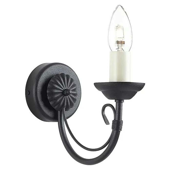 Elstead Wandleuchte Chartwell - 60 W, L x B x H: 21 x 9,2 x 10 cm, Schwarz, E14, Anzahl Leuchtmittel: 1 Stk. - Wandleuchte im antiken Stil mit schwarzer Halterung und Kerzenlampe für eine gemütliche Beleuchtung im Raum.