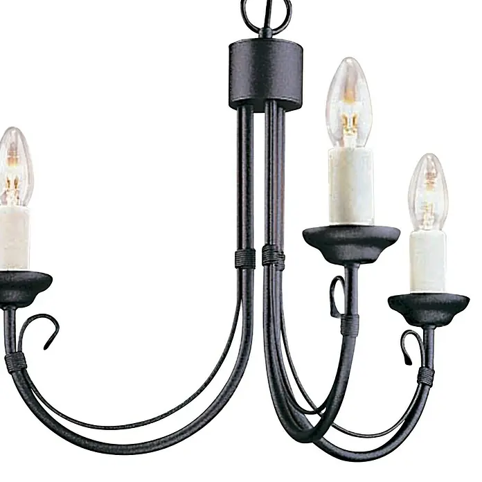 Elstead Kronleuchter Chartwell -  - Elegante schwarze Kronleuchter mit drei Armen und Kerzenlampen, die ein warmes und einladendes Licht spenden. Das Design ist klassisch und zeitlos.