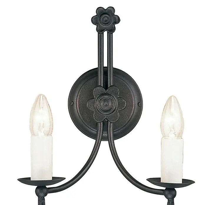 Elstead Wandleuchte Nori - 60 W, L x B x H: 15,5 x 26,5 x 40 cm, Schwarz, E14, Anzahl Leuchtmittel: 2 Stk. - Elegante Wandleuchte mit floralen Details und zwei Lichtquellen für eine stimmungsvolle Beleuchtung.