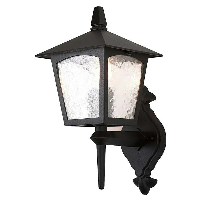Elstead Außenwandleuchte York - 60 W, 23 x 43,5 x 43,5 cm, Schwarz, IP23 - Elegante schwarze Wandleuchte für den Außenbereich. Die Leuchte besticht durch ihr klassisches Design mit strukturiertem Glas für stimmungsvolles Licht.