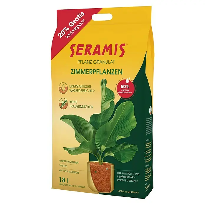 Seramis Pflanzgranulat 20% Vorteilspack - 18 l, Braun - Zimmerpflanzen-Granulat von Seramis im 18-Liter-Sack mit 20% Gratis-Vorteilspack. Torffrei und für alle Töpfe & Bewässerungssysteme geeignet.