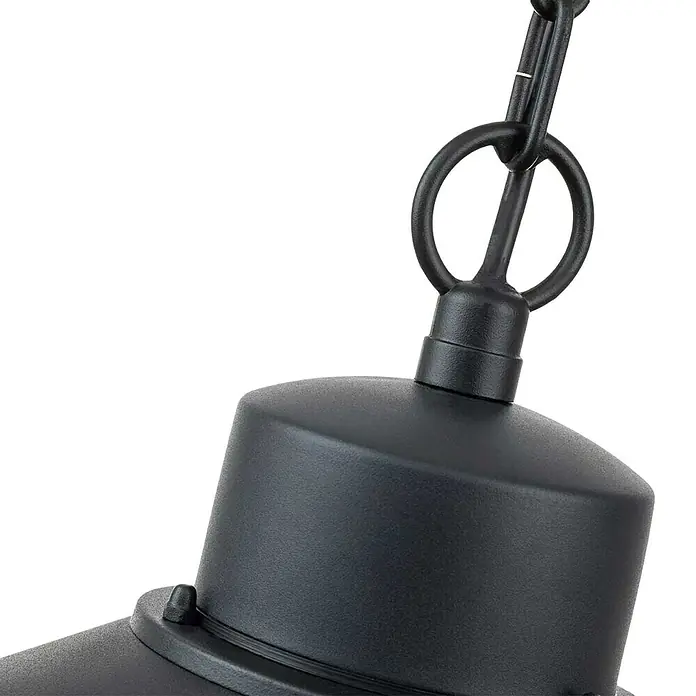 Elstead Pendelleuchte Copenhagen - 60 W, L x B x H: 22 x 22 x 37,5 cm, Schwarz, E27 - Nahaufnahme einer schwarzen Pendelleuchte mit Kettenaufhängung.