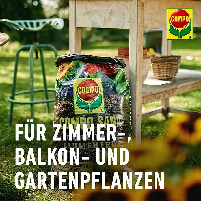 Compo Sana Blumenerde für Zimmer-, Balkon- & Gartenpflanzen - 5 l - COMPO SANA Blumenerde für Zimmer-, Balkon- und Gartenpflanzen, ideal für gesundes Wachstum und üppige Blütenpracht.
